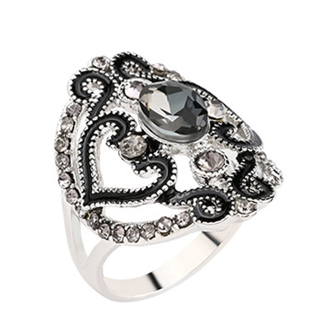 Sterling Silver Hollow Gemstone Gothic Engagement Ring For Women