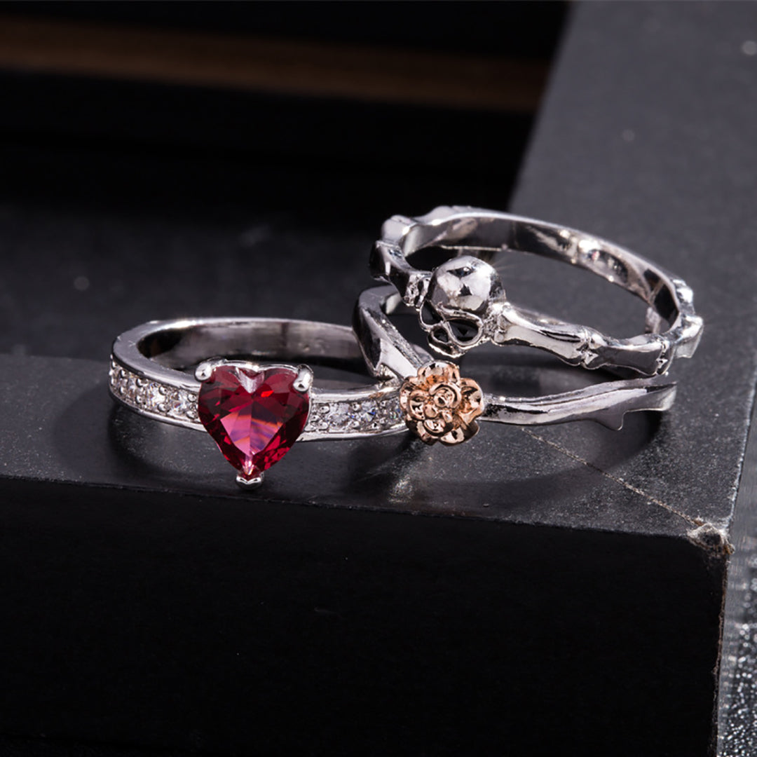 Gothic Skull Rings Set For Women