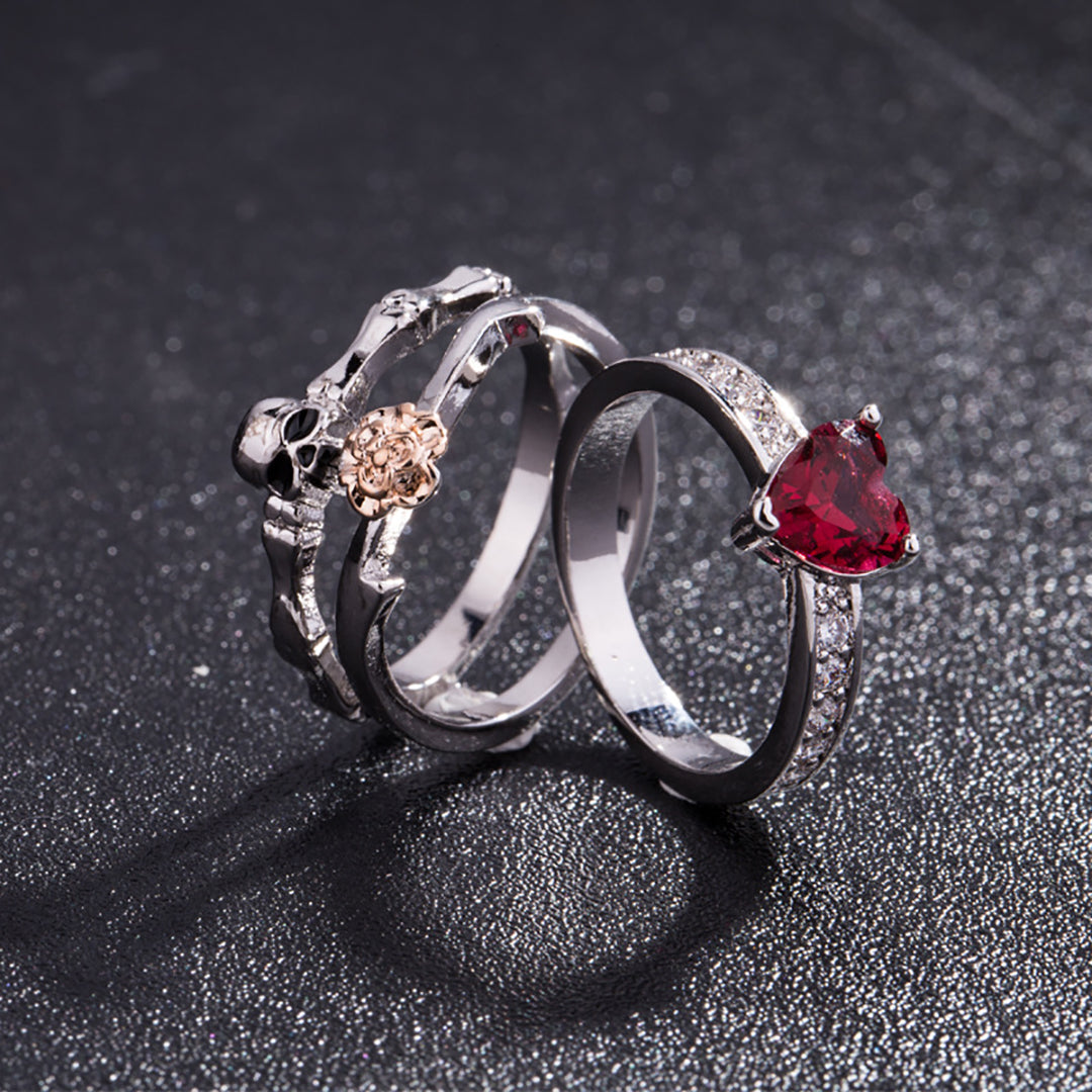 Gothic Skull Rings Set For Women