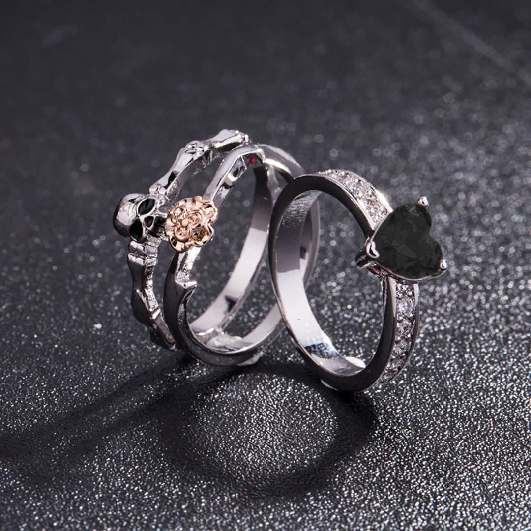 Gothic Skull Rings Set For Women