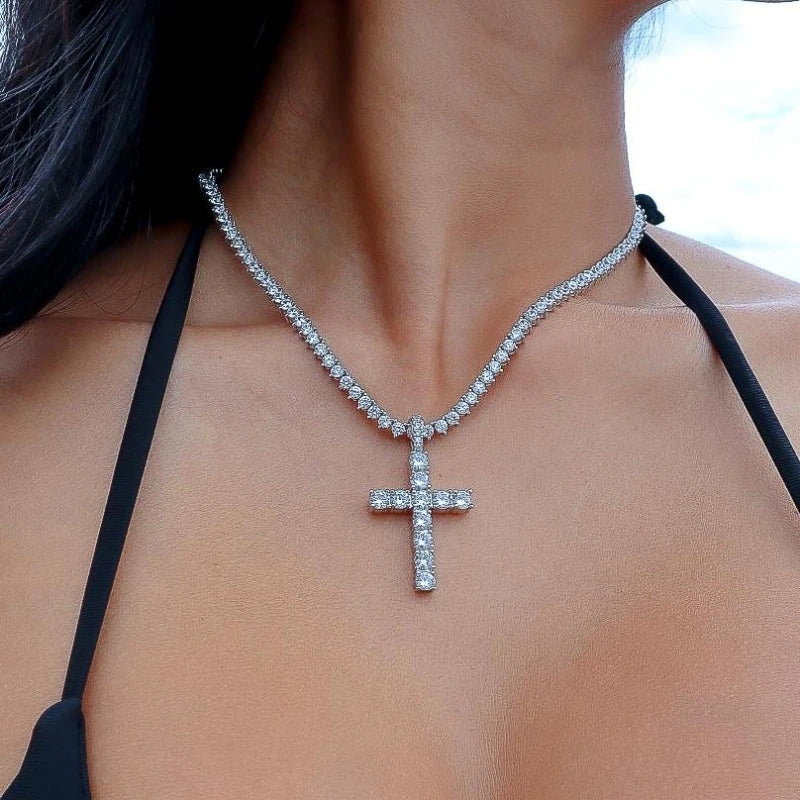 Iced Out Cross Pendant Necklace