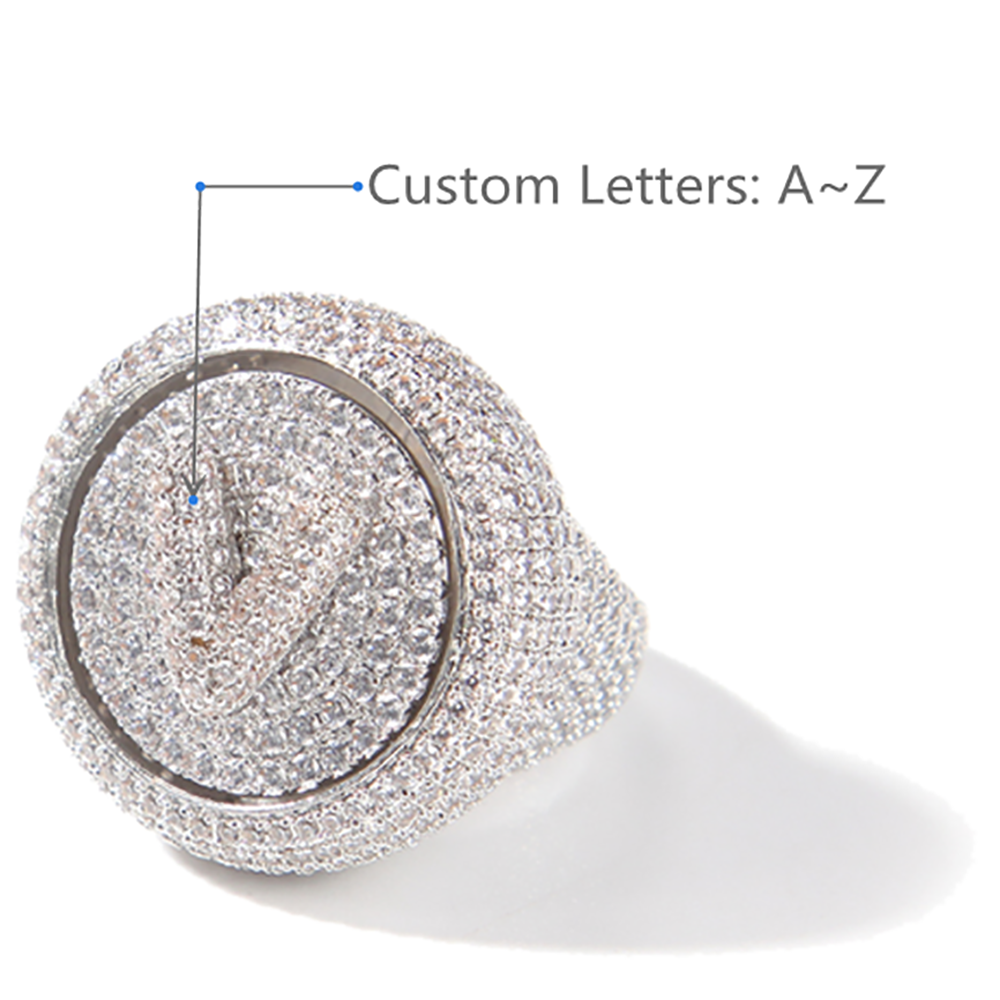 Moissanite Custom Letter Iced Out Ring