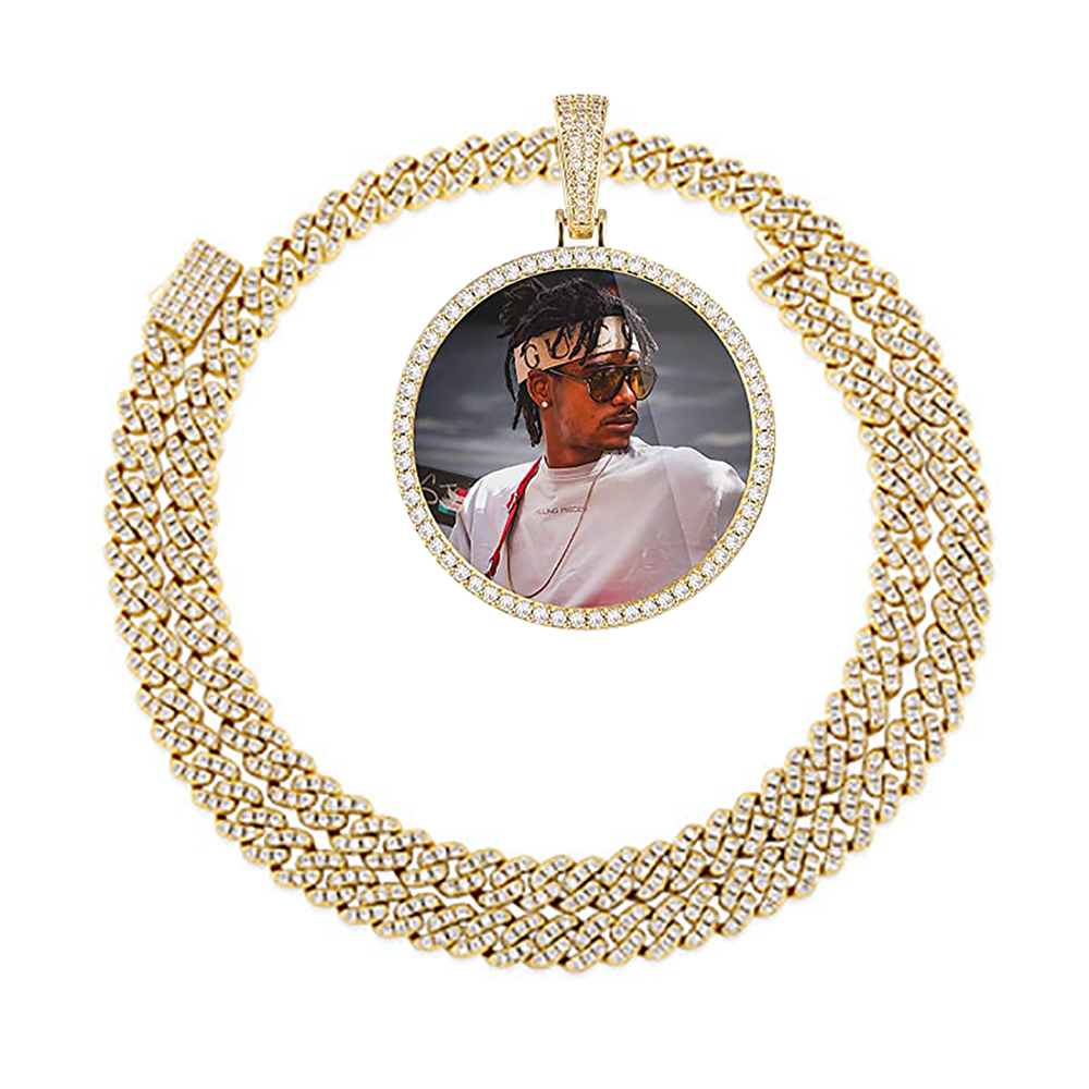 Moissanite Iced out custom picture pendant necklace
