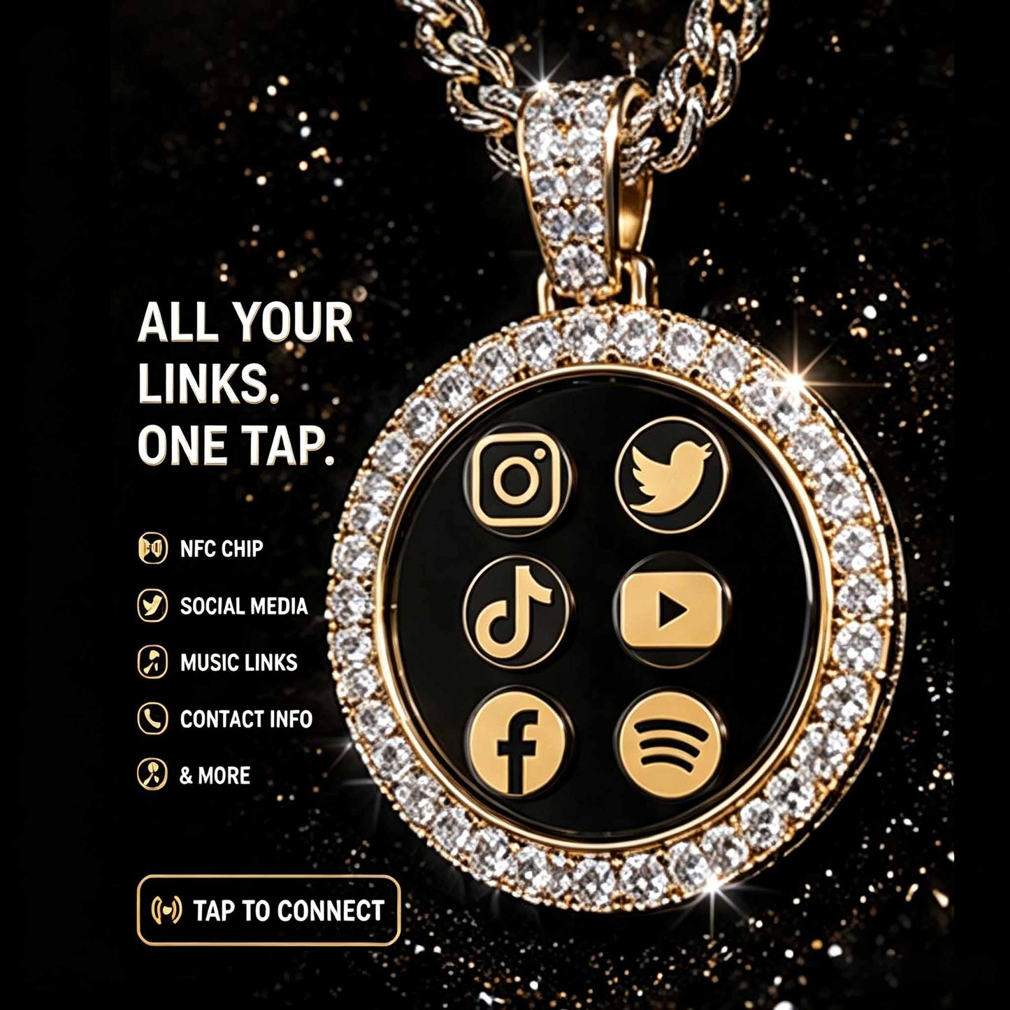 Custom Smart Pendant with NFC Technology | Digital Identity Jewelry with Moissanite