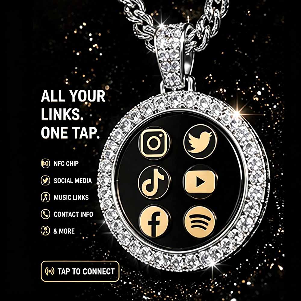 Custom Smart Pendant with NFC Technology | Digital Identity Jewelry with Moissanite