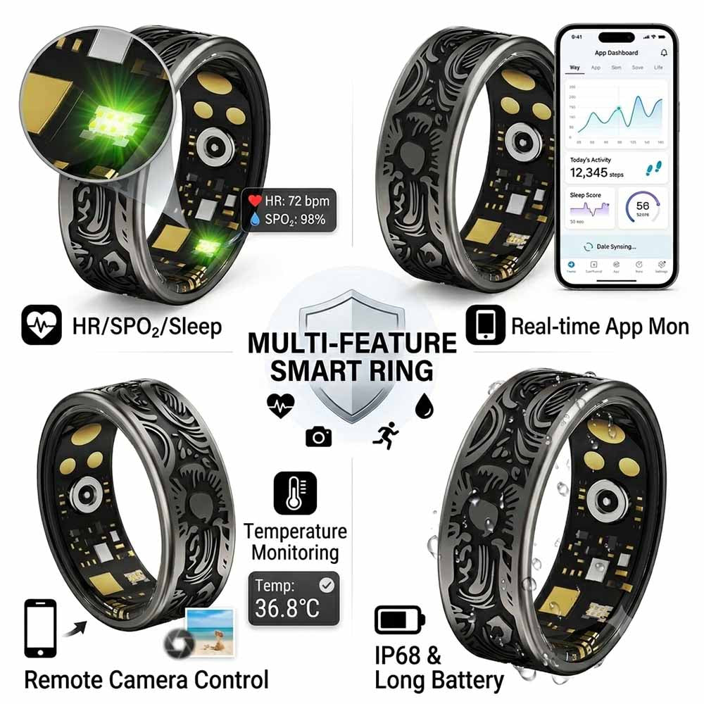 Smart Ring Health & Sleep Tracker | IP68 Waterproof