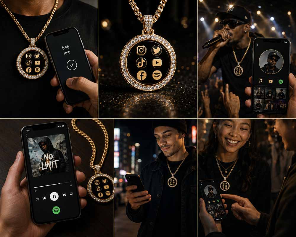 Custom Smart Pendant with NFC Technology | Digital Identity Jewelry with Moissanite