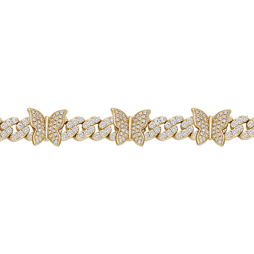 Moissanite Iced Out cuban butterfly anklet