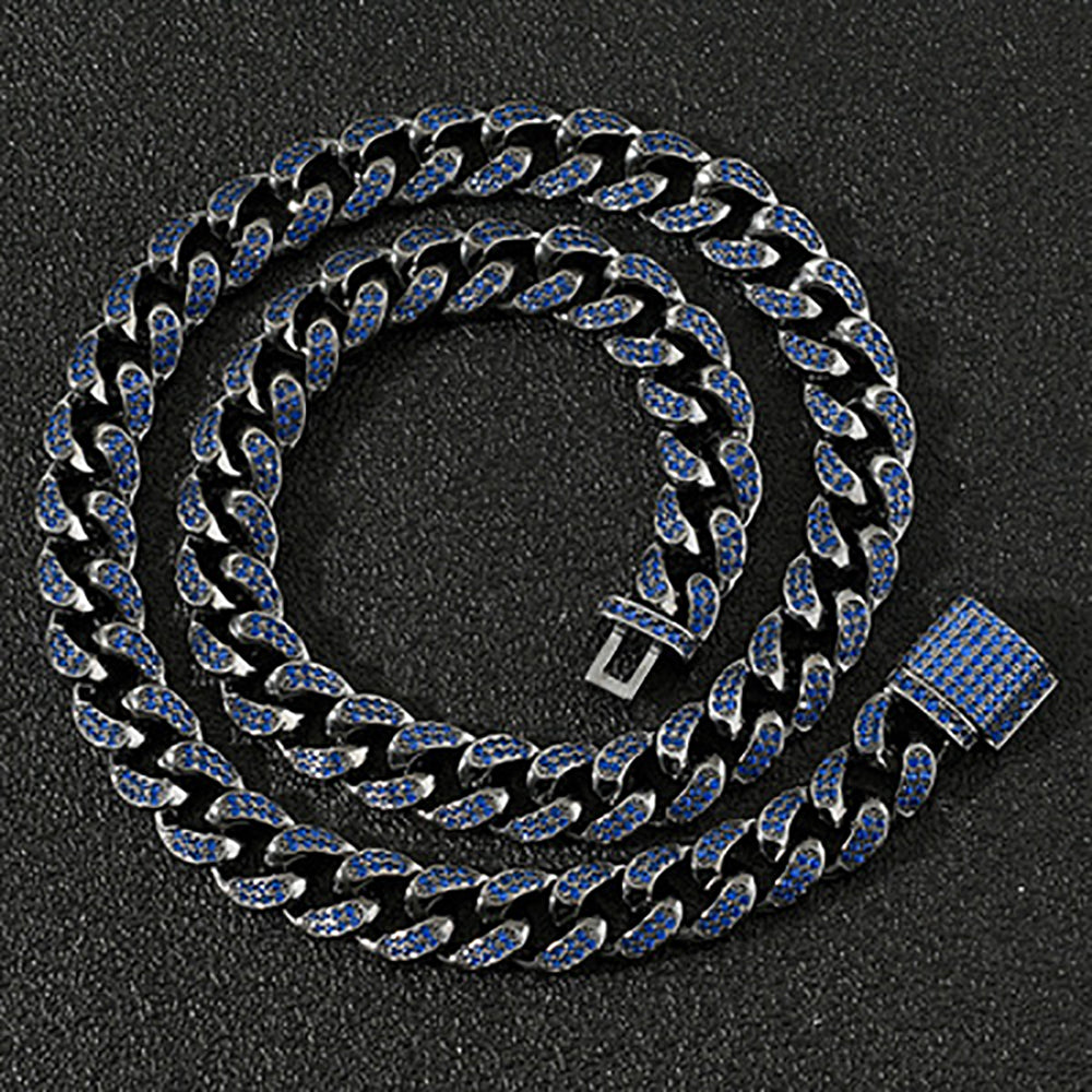 Moissanite Iced Out Black Cuban Link Chain