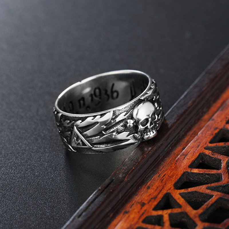 Moda masculina anéis de joias em aço inoxidável punk caveira anel masculino