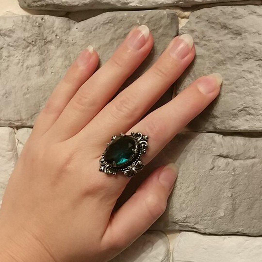 Anel de noivado gótico em prata esterlina azul gemstone anel de noivado para mulheres