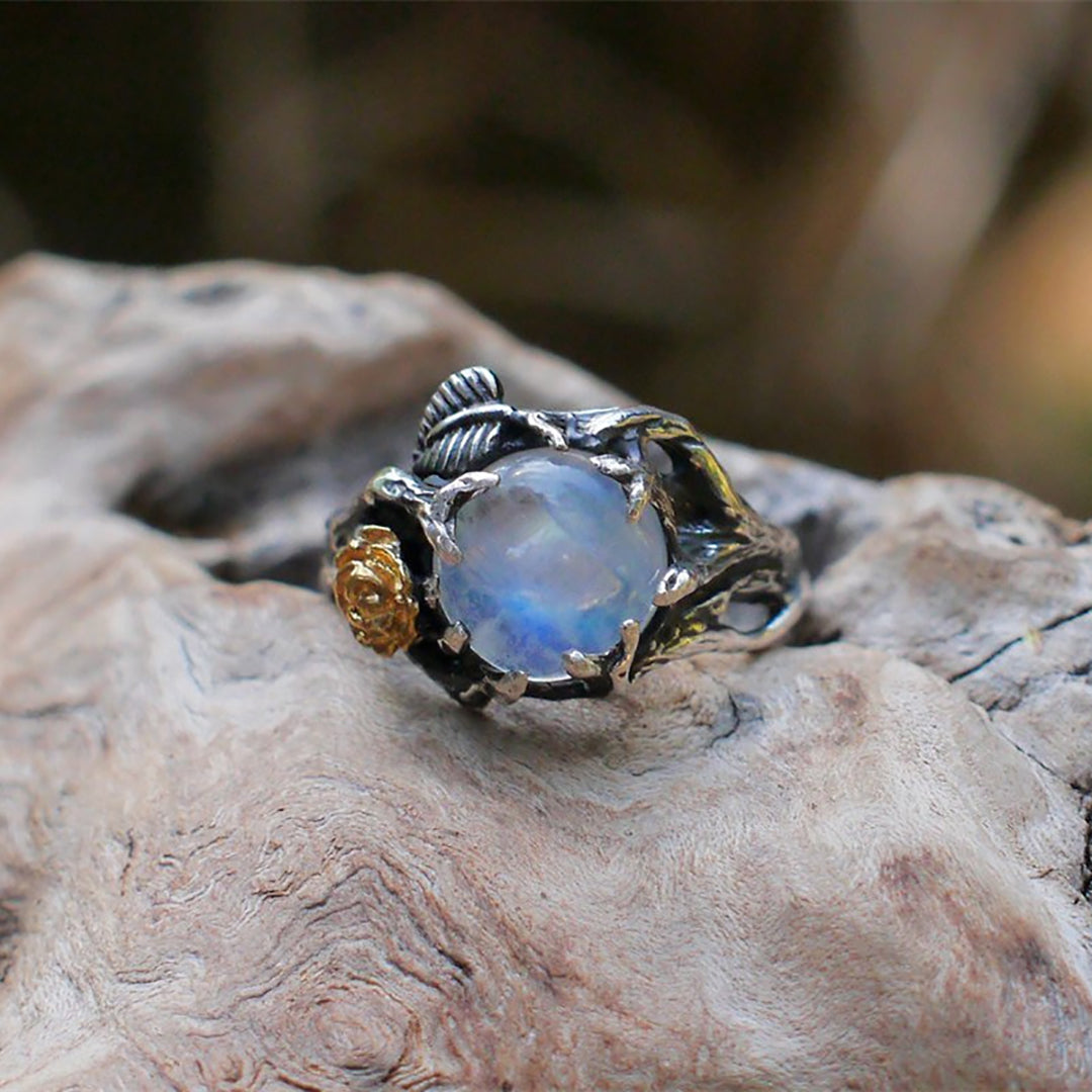 Anel de casamento gótico de pedra preciosa de prata joias exclusivas criativas para mulheres
