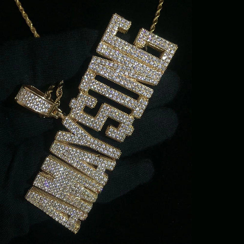 Moissanite Iced out custom name necklace