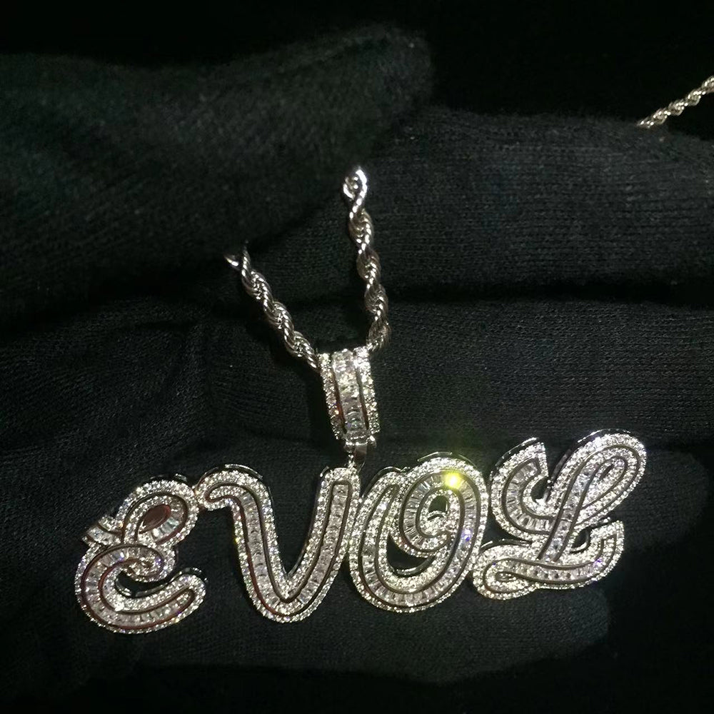 Moissanite Iced out custom name necklace