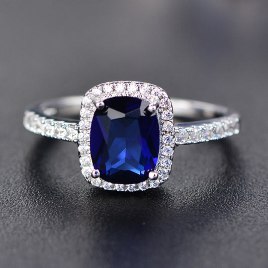 925 Sterling Silver Gemstone Engagement Rings For Women
