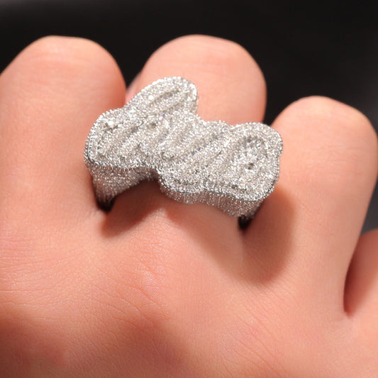 Moissanite Custom Letter Iced Out Ring