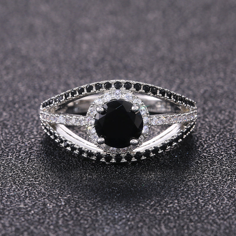 Black Stone Ring “Eye” Shape  For Women