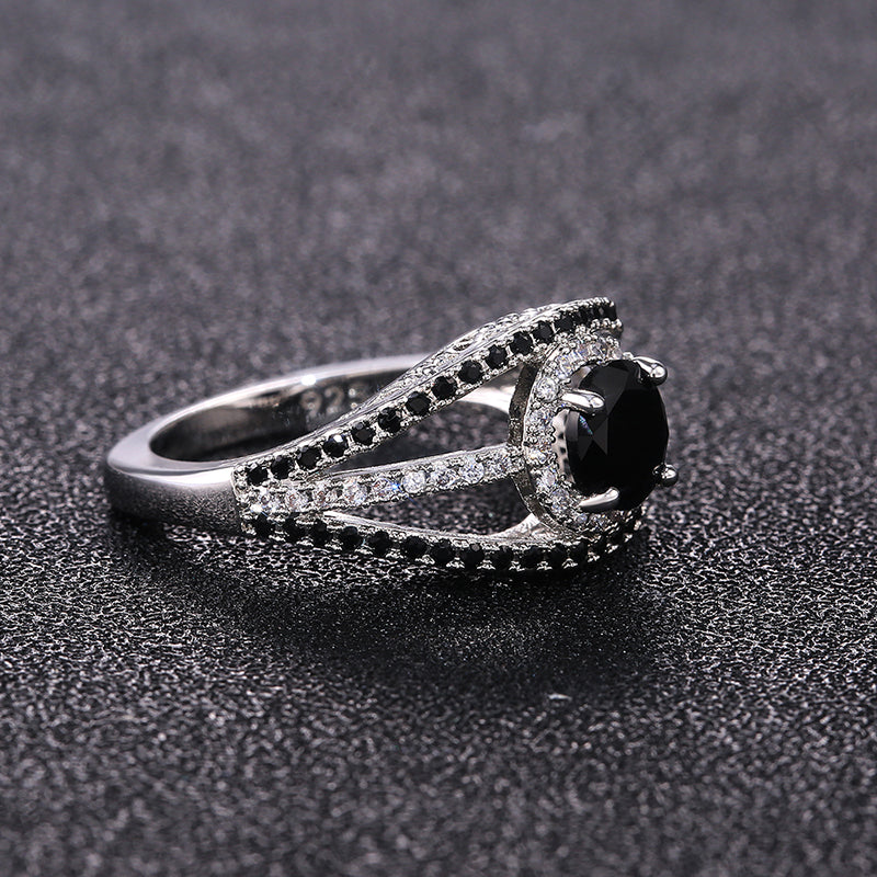 Black Stone Ring “Eye” Shape  For Women