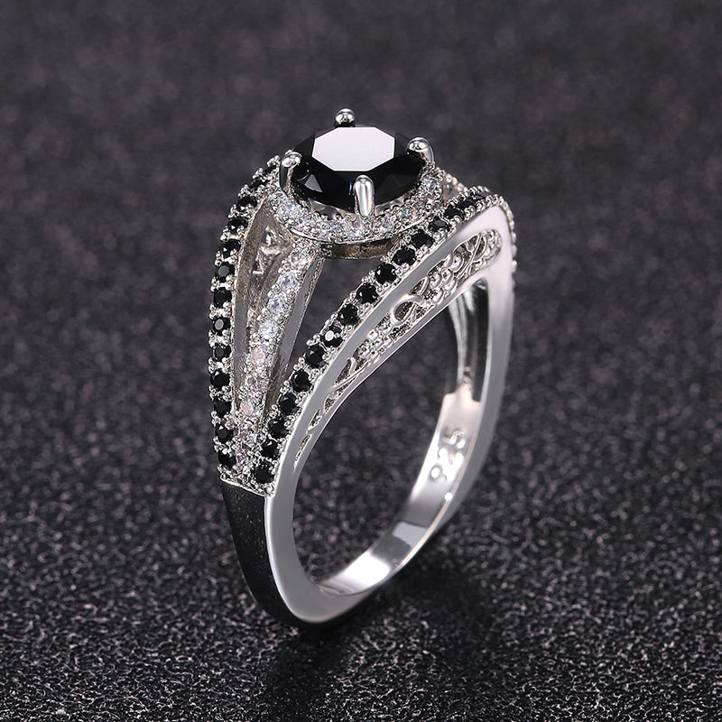 Black Stone Ring “Eye” Shape  For Women