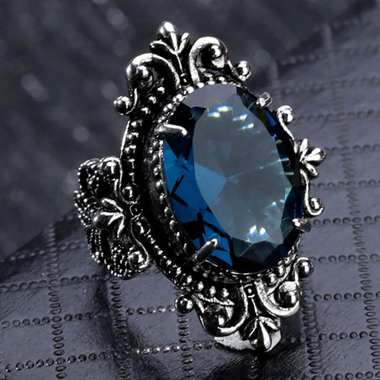 Blue Gemstone Gothic Wedding Ring Engagement Ring For Women