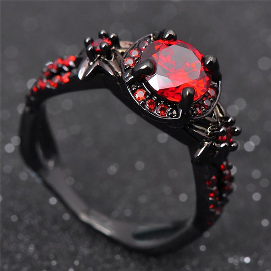 Silver Gemstone Gothic Engagement Ring