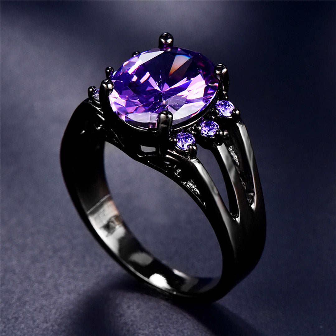 Sterling Silver Red/Purple Gemstone Ring For Women Gothic Wedding Ring