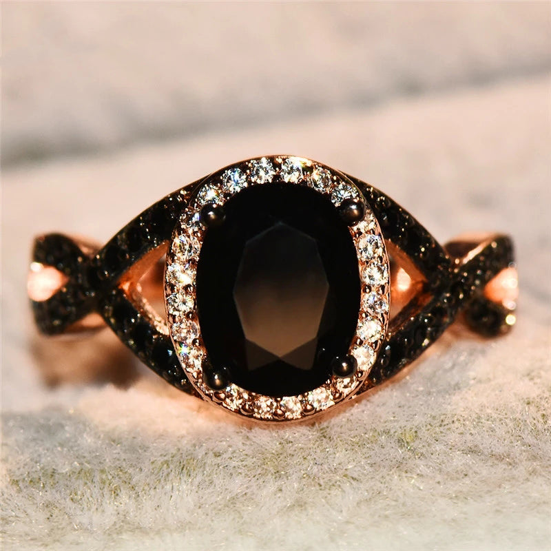Big Oval Stone Rings For Women Rose Gold Gift For Mother ,Wife or Girlfriend