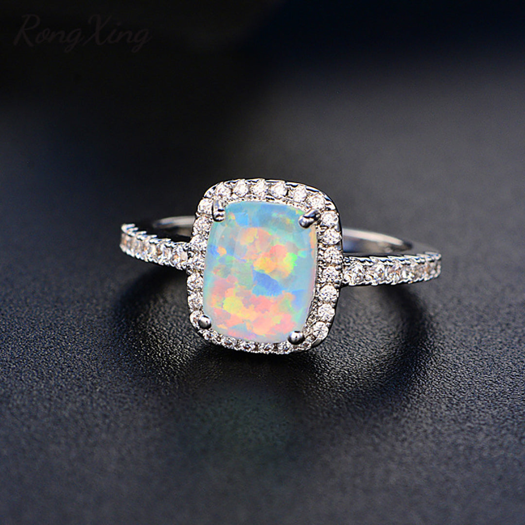 Sterling Silver Fire Opal Rings For Women Wedding ring Engagement Ring