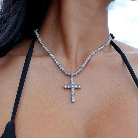 Iced Out Cross Pendant Necklace